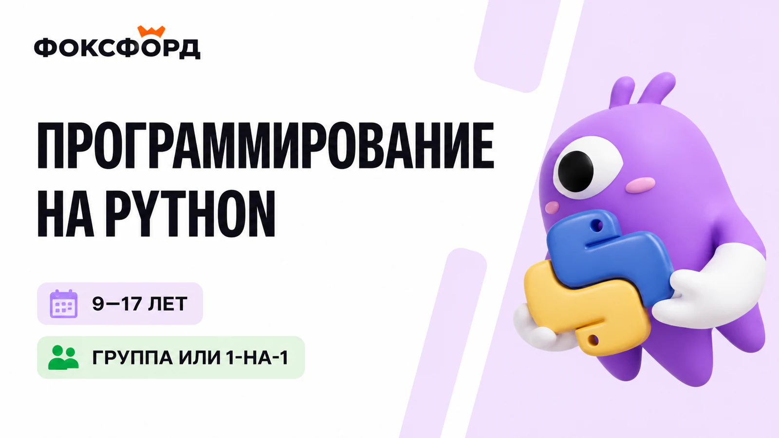 Обложка курса «Python для школьников» в фирменном стиле школы «Фоксфорд»